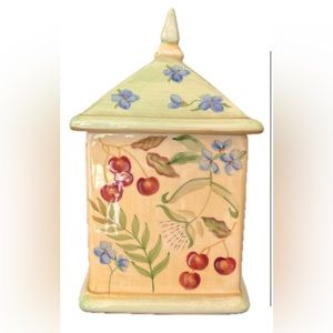 CAPRIWARE Small yellow floral ceramic storage jar, perfect condition no chips o…